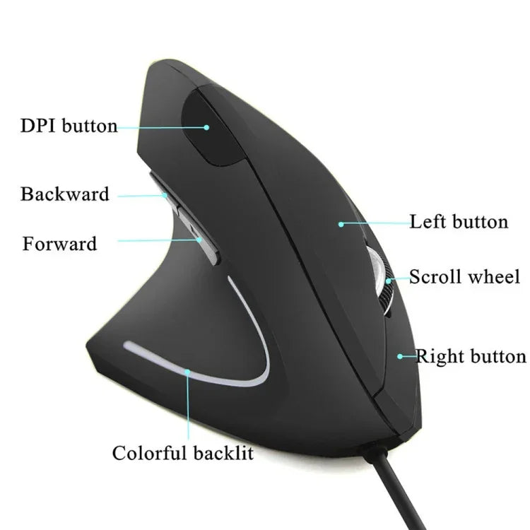 CM0093 Wiederaufladbare Version 2,4 GHz Kabellose optische Maus mit drei Tasten, Vertikalmaus für Linkshänder, Auflösung: 1000 DPI / 1200 DPI / 1600 DPI, Wiederaufladbare Version