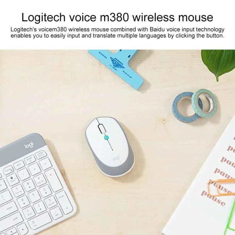 Logitech Voice M380 4-Tasten-Funkmaus mit intelligenter Spracheingabe, M380