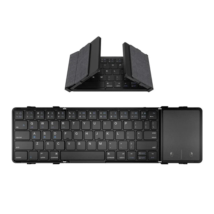 B1053 Tragbare dreifach faltbare Bluetooth-Tastatur aus Leder