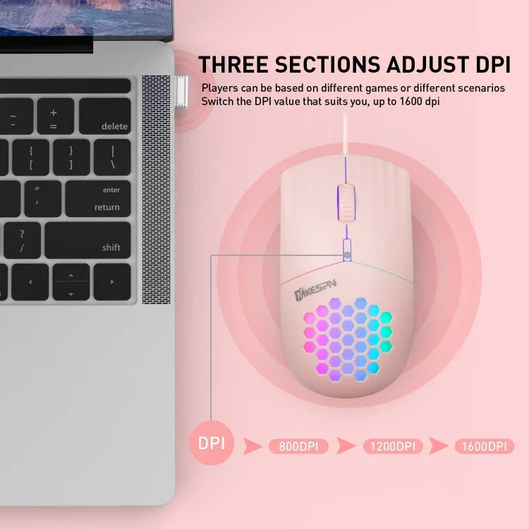 MKESPN SXS-838 Kabelgebundene RGB-Maus mit USB-Schnittstelle