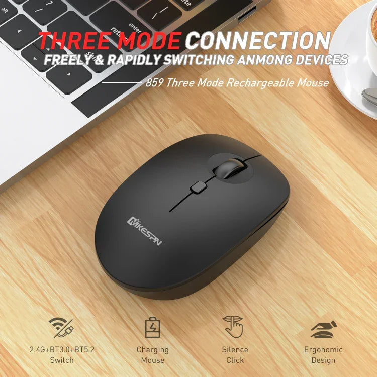 MKESPN 859 Kabellose Maus mit drei Modi: 2,4 GHz, Bluetooth 5.0 und Bluetooth 3.0.