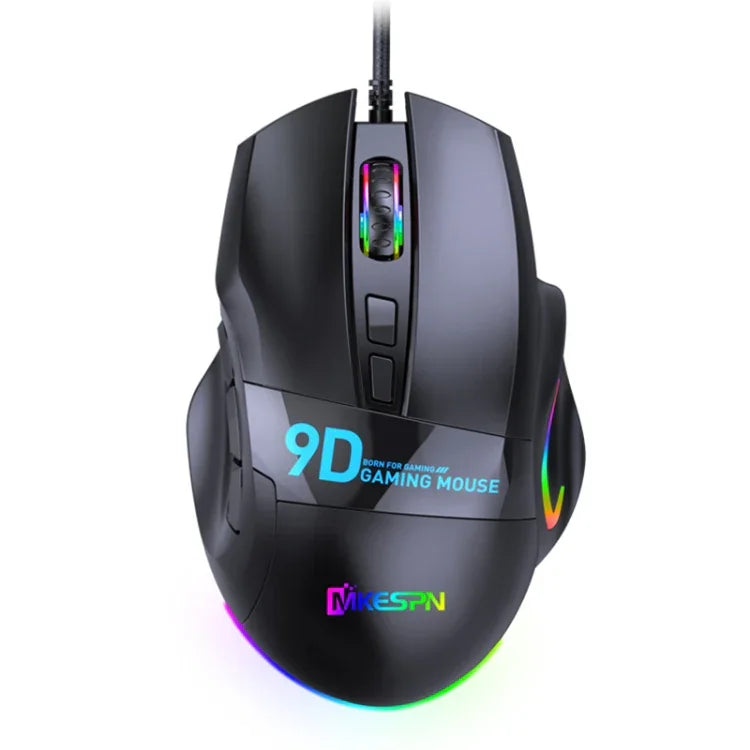 MKESPN X10 9-Tasten RGB Kabelgebundene Gaming-Maus mit voller Geschwindigkeits-Makrodefinition, Volle Geschwindigkeits-Makrodefinition