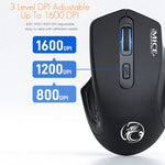 iMICE G-1800 Wiederaufladbare 4-Tasten-Funkmaus (1600 DPI, 2,4 GHz, leise) für Computer, PC und Laptop