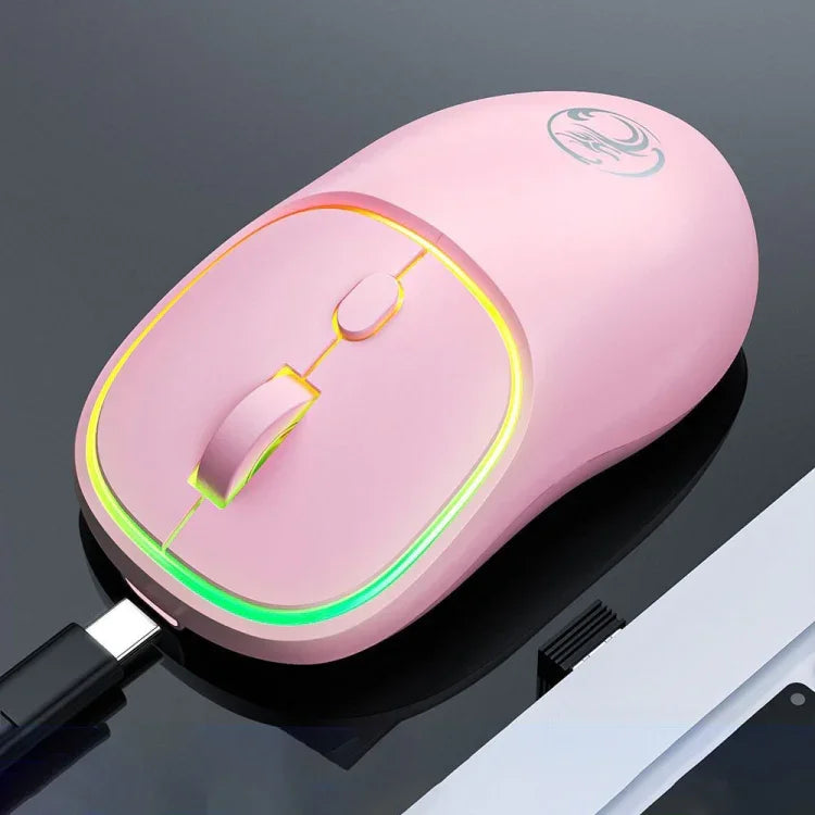 iMICE W-618 Wiederaufladbare 4-Tasten-Funkmaus mit 1600 DPI, 2,4 GHz Bluetooth und leiser Bauweise für Computer, PC und Laptop, W-618 2,4 GHz &amp; Bluetooth