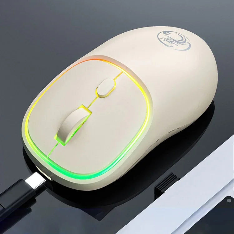 iMICE W-618 Wiederaufladbare 4-Tasten-Funkmaus mit 1600 DPI, 2,4 GHz Bluetooth und leiser Bauweise für Computer, PC und Laptop, W-618 2,4 GHz &amp; Bluetooth