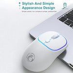 iMICE W-618 Wiederaufladbare 4-Tasten-Funkmaus mit 1600 DPI, 2,4 GHz Bluetooth und leiser Bauweise für Computer, PC und Laptop, W-618 2,4 GHz &amp; Bluetooth