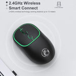 iMICE W-618 Wiederaufladbare 4-Tasten-Funkmaus mit 1600 DPI, 2,4 GHz Bluetooth und leiser Bauweise für Computer, PC und Laptop, W-618 2,4 GHz &amp; Bluetooth
