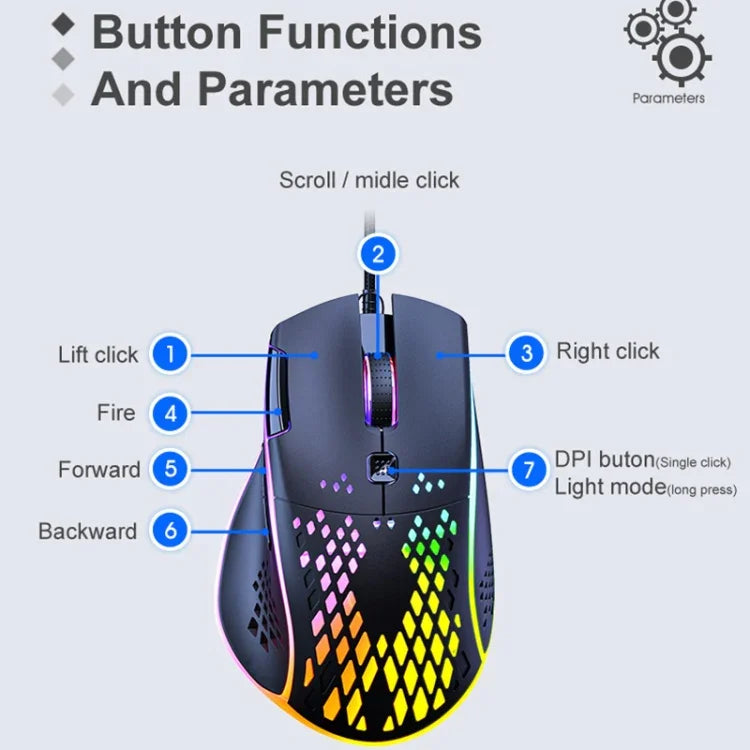 iMICE T97 Gaming-Maus RGB-LED-Beleuchtung USB 7 Tasten 7200 DPI Kabelgebundene Gaming-Maus