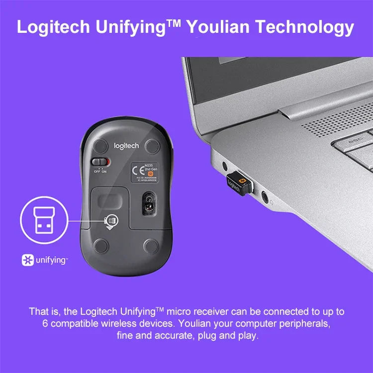 Logitech M235 1000DPI 2,4GHz Ergonomische Kabellose Maus
