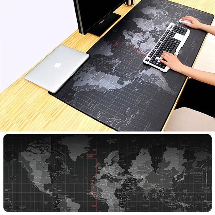 Extra großes, rutschfestes Mauspad mit Weltkartenmuster aus weichem, glattem Stoff mit Gummioberfläche, geeignet für Gaming, Tastatur und Maus, Größe: 60 x 30 cm