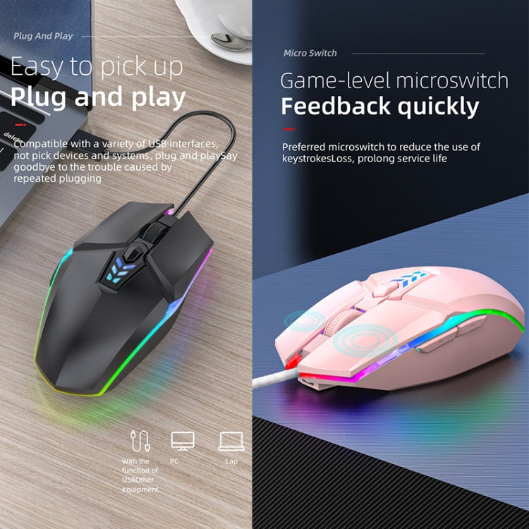 S700 Kabelgebundene USB-Maus mit farbenfroher Beleuchtung für Büro und Gaming