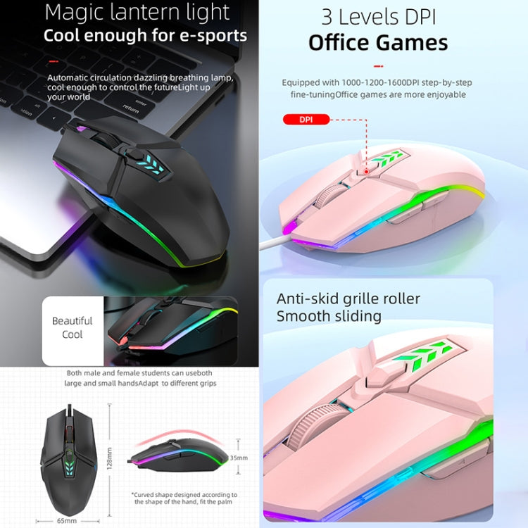 S700 Kabelgebundene USB-Maus mit farbenfroher Beleuchtung für Büro und Gaming