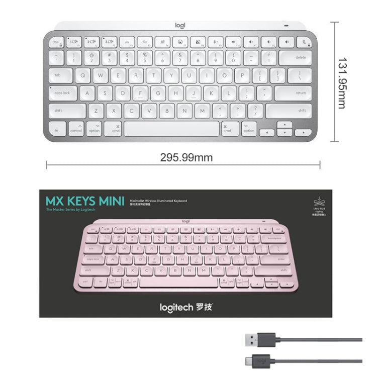 Logitech MX Keys Mini Kabellose Bluetooth Ultradünne Smart-Tastatur mit Hintergrundbeleuchtung