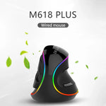 DELUX M618 Plus RGB Kabelgebundene optische Maus, ergonomische Vertikalmaus, 4000 DPI