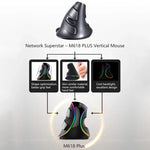DELUX M618 Plus RGB Kabelgebundene optische Maus, ergonomische Vertikalmaus, 4000 DPI