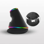 DELUX M618 Plus RGB Kabelgebundene optische Maus, ergonomische Vertikalmaus, 4000 DPI