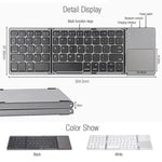 B033 Wiederaufladbare, dreifach faltbare Bluetooth-Tastatur mit 64 Tasten und Touchpad, Weiß
