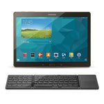 B033 Wiederaufladbare, dreifach faltbare Bluetooth-Tastatur mit 64 Tasten und Touchpad, Weiß