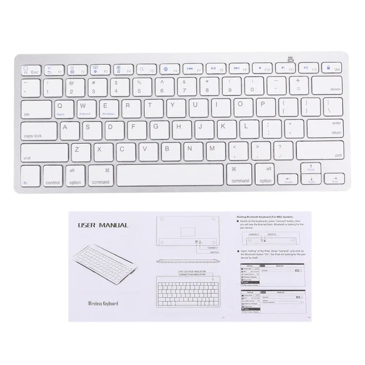 BK-3001 Kabellose Bluetooth-Tastatur mit 78 Tasten, ultradünn, für Windows / iPad / iPhone