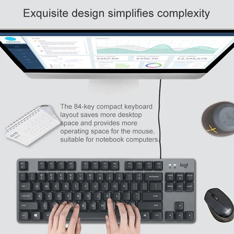 Logitech K835 Mini Mechanische Kabeltastatur, Grüner Schaft
