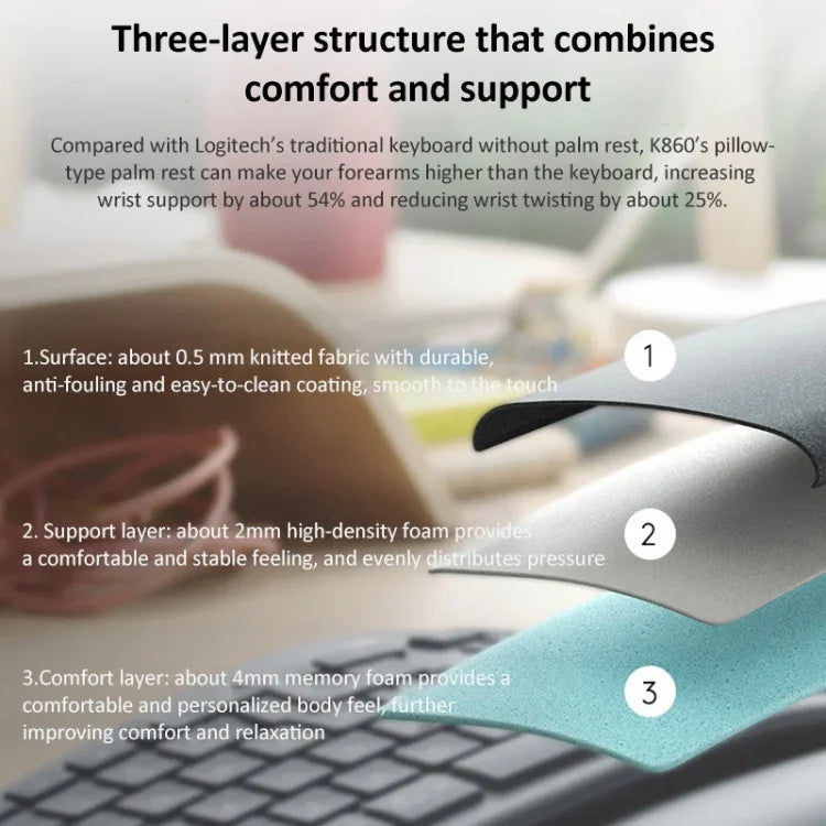 Logitech ERGO K860 2.4G Kabellose Bluetooth-Tastatur mit Dual-Modus, ergonomische Split-Tastatur