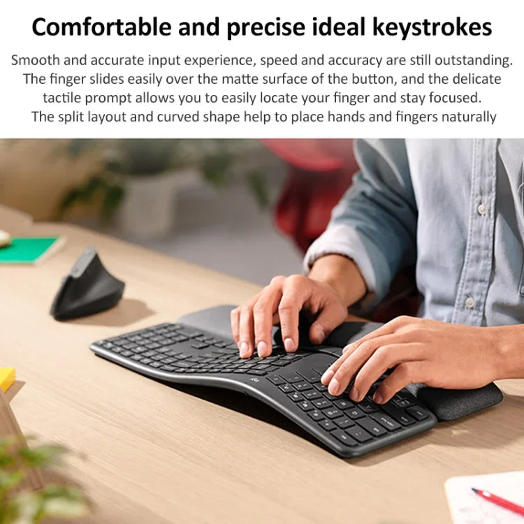 Logitech ERGO K860 2.4G Kabellose Bluetooth-Tastatur mit Dual-Modus, ergonomische Split-Tastatur