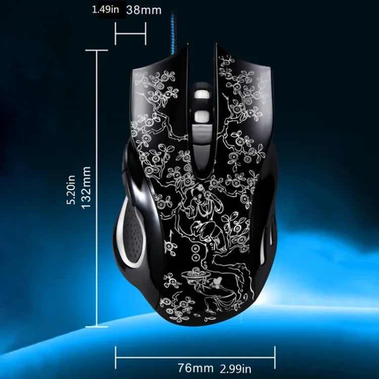 ZGB 169 USB 2400 DPI Kabelgebundene optische E-Sport-Gaming-Maus mit vier Geschwindigkeitsstufen, einstellbarer LED-Hintergrundbeleuchtung und Gegengewicht, Länge: 1,45 m, 169 Schwarz, 169 Weiß