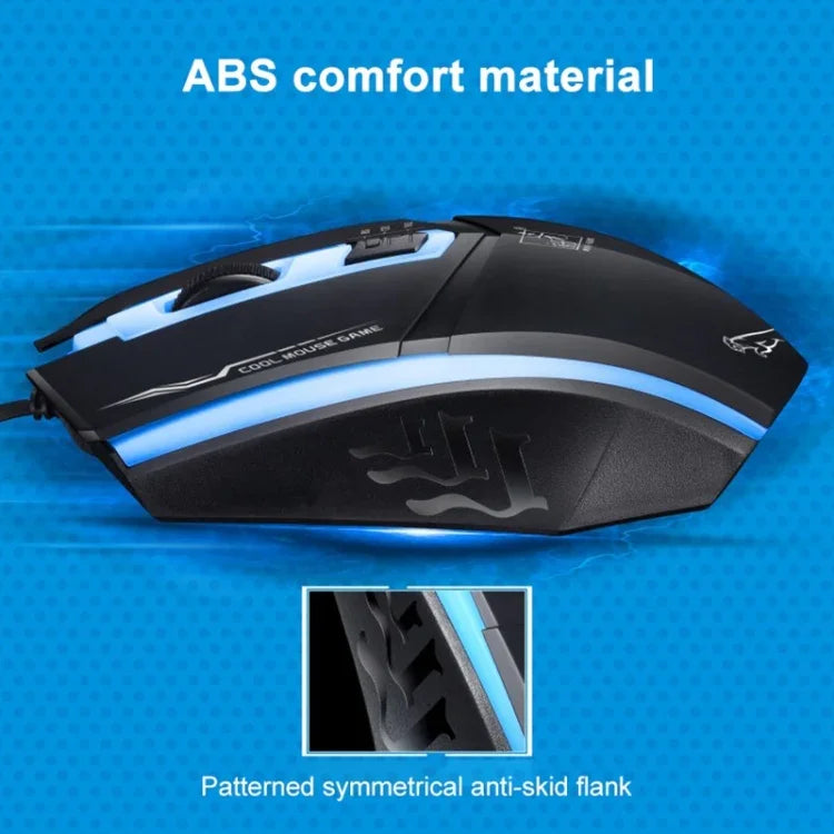 Chasing Leopard 199 USB 1600DPI Kabelgebundene optische Gaming-Maus mit drei Geschwindigkeitsstufen, einstellbarer LED-Hintergrundbeleuchtung, Länge: 1,3 m, Schwarz, 199