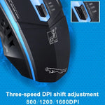 Chasing Leopard 199 USB 1600DPI Kabelgebundene optische Gaming-Maus mit drei Geschwindigkeitsstufen, einstellbarer LED-Hintergrundbeleuchtung, Länge: 1,3 m, Schwarz, 199