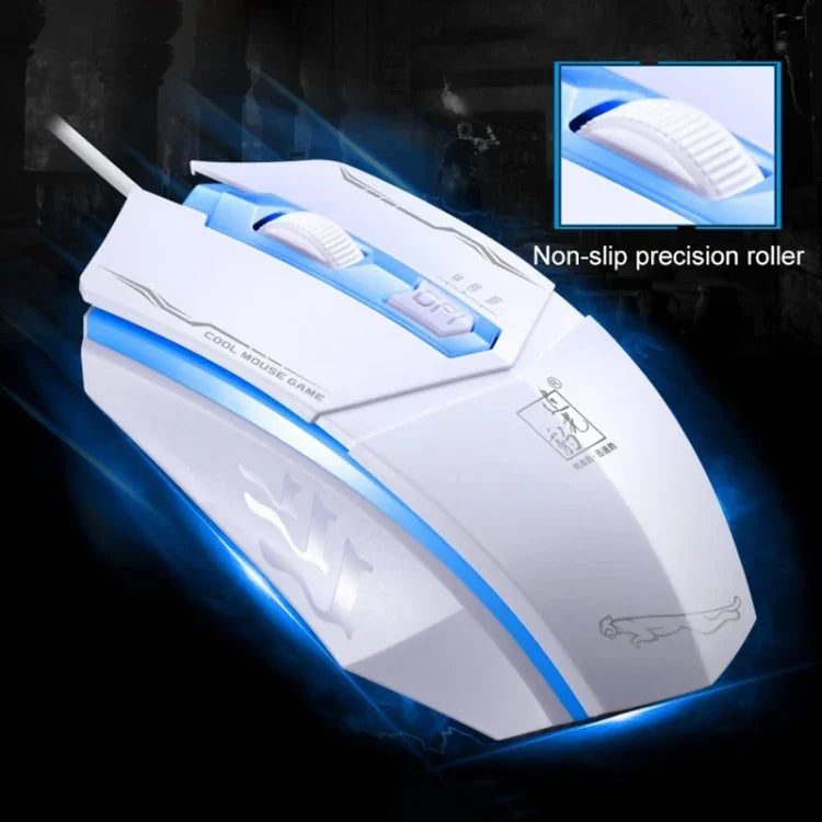 Chasing Leopard 199 USB 1600DPI Kabelgebundene optische Gaming-Maus mit drei Geschwindigkeitsstufen, einstellbarer LED-Hintergrundbeleuchtung, Länge: 1,3 m, Schwarz, 199