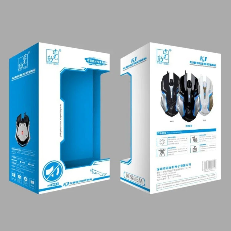 Chasing Leopard K1 USB 1600DPI Dreistufige, einstellbare LED-Hintergrundbeleuchtung, geräuschlose kabelgebundene optische Gaming-Maus, Länge: 1,3 m