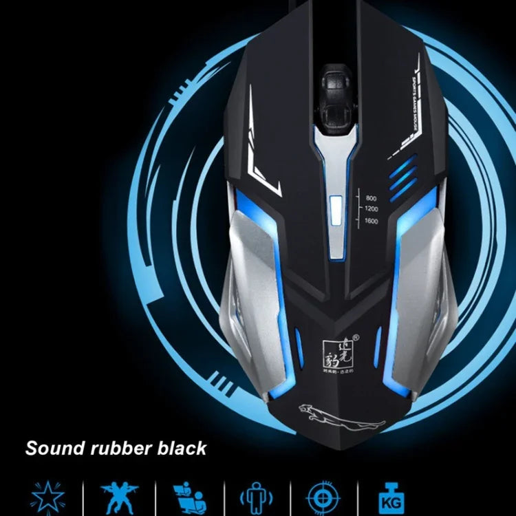 Chasing Leopard K1 USB 1600DPI Dreistufige, einstellbare LED-Hintergrundbeleuchtung, geräuschlose kabelgebundene optische Gaming-Maus, Länge: 1,3 m