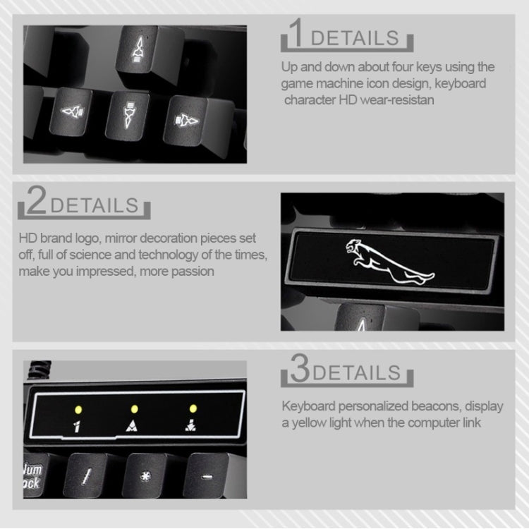 Chasing Leopard Q17 104 Tasten USB kabelgebundene Suspension Gaming Office Tastatur + kabelgebundenes symmetrisches Maus-Set, Tastatur Kabellänge: 1,4 m, Maus Kabellänge: 1,3 m, Q17 Schwarz, Q17 Weiß