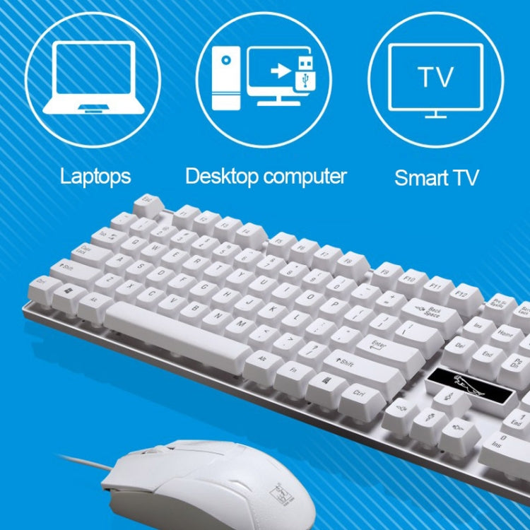 Chasing Leopard Q17 104 Tasten USB kabelgebundene Suspension Gaming Office Tastatur + kabelgebundenes symmetrisches Maus-Set, Tastatur Kabellänge: 1,4 m, Maus Kabellänge: 1,3 m, Q17 Schwarz, Q17 Weiß