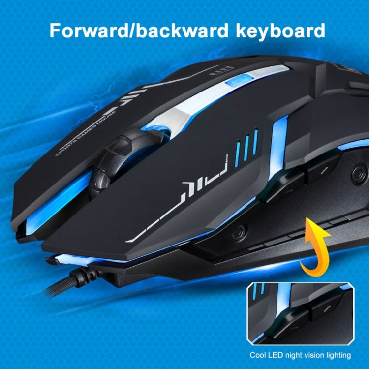 Chasing Leopard V17 USB 2400DPI vierstufig einstellbare optische kabelgebundene Gaming-Maus mit LED-Atemlicht, Kabellänge: 1,45 m, V17, V17 Jet Black