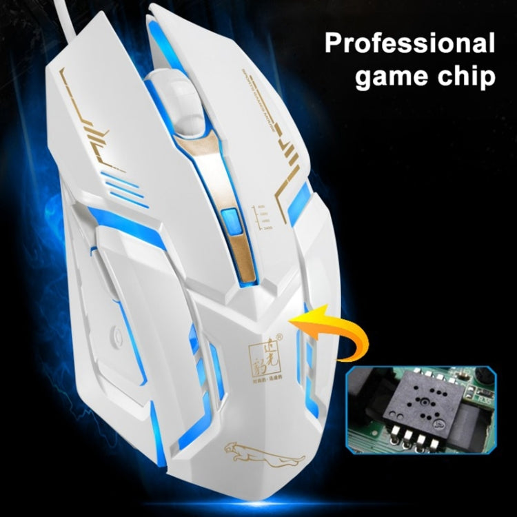 Chasing Leopard V17 USB 2400DPI vierstufig einstellbare optische kabelgebundene Gaming-Maus mit LED-Atemlicht, Kabellänge: 1,45 m, V17, V17 Jet Black