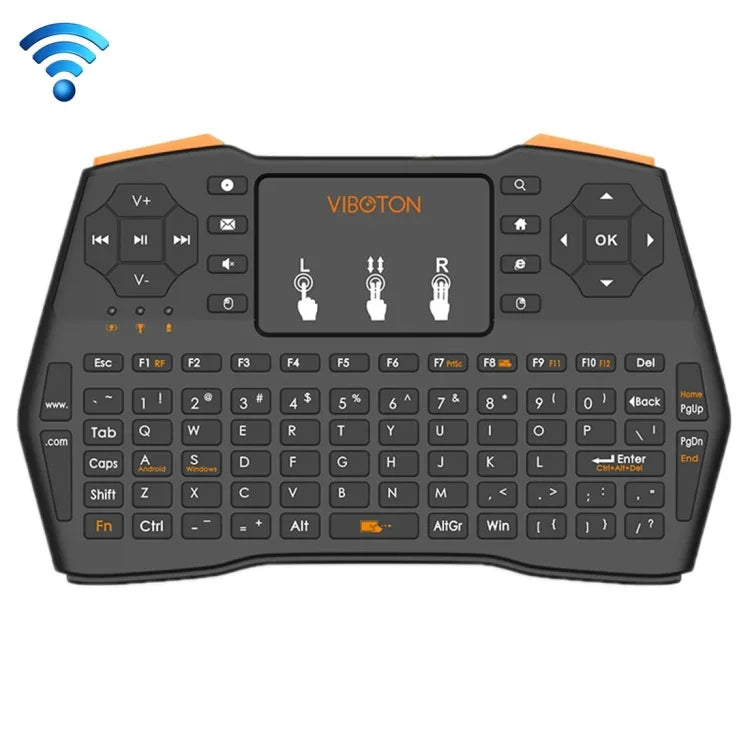 VIBOTON i8 Plus Aktualisierte 2,4-GHz-QWERT-Mini-Funktastatur mit Touchpad für TV-Box, Mi Box, Computer, Tablet, Laptop und Projektor (Schwarz), Kabellose Tastatur
