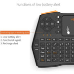 VIBOTON i8 Plus Aktualisierte 2,4-GHz-QWERT-Mini-Funktastatur mit Touchpad für TV-Box, Mi Box, Computer, Tablet, Laptop und Projektor (Schwarz), Kabellose Tastatur
