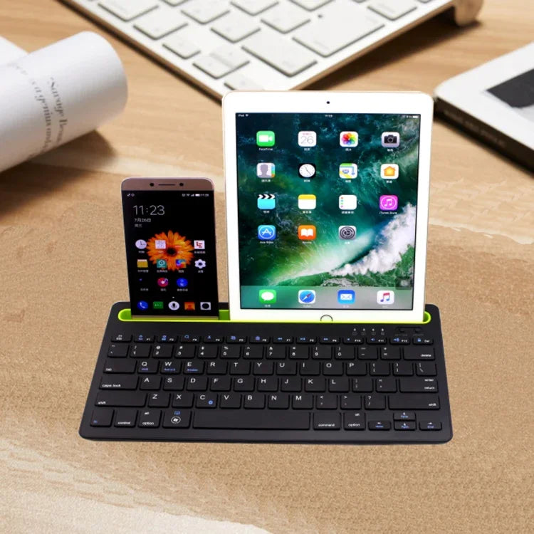 B908 Ultraschlanke kabellose Bluetooth-Tastatur mit 78 Tasten und konkaver Handyhalterung