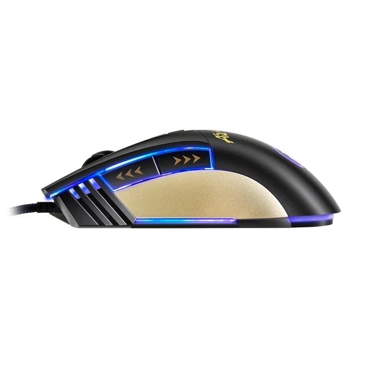 Apedra iMICE A5 Hochpräzise Gaming-Maus mit LED-Beleuchtung (vier Farben, steuerbar), USB-Anschluss, 7 Tasten, 3200 DPI, kabelgebundene optische Gaming-Maus für Computer, PC und Laptop, iMICE A5