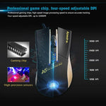 Apedra iMICE A5 Hochpräzise Gaming-Maus mit LED-Beleuchtung (vier Farben, steuerbar), USB-Anschluss, 7 Tasten, 3200 DPI, kabelgebundene optische Gaming-Maus für Computer, PC und Laptop, iMICE A5