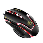 Apedra iMICE A9 Hochpräzise Gaming-Maus mit LED-Beleuchtung (vier Farben, steuerbar), USB-Anschluss, 6 Tasten, 3200 DPI, kabelgebundene optische Gaming-Maus für Computer, PC und Laptop, iMICE A9