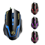 Apedra iMICE A9 Hochpräzise Gaming-Maus mit LED-Beleuchtung (vier Farben, steuerbar), USB-Anschluss, 6 Tasten, 3200 DPI, kabelgebundene optische Gaming-Maus für Computer, PC und Laptop, iMICE A9