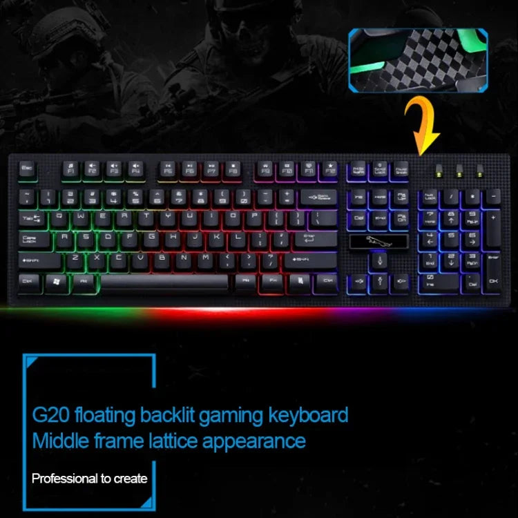 ZGB G20 104 Tasten USB-Kabelgebundene mechanische Tastatur mit Leuchtfunktion, Gaming-Tastatur