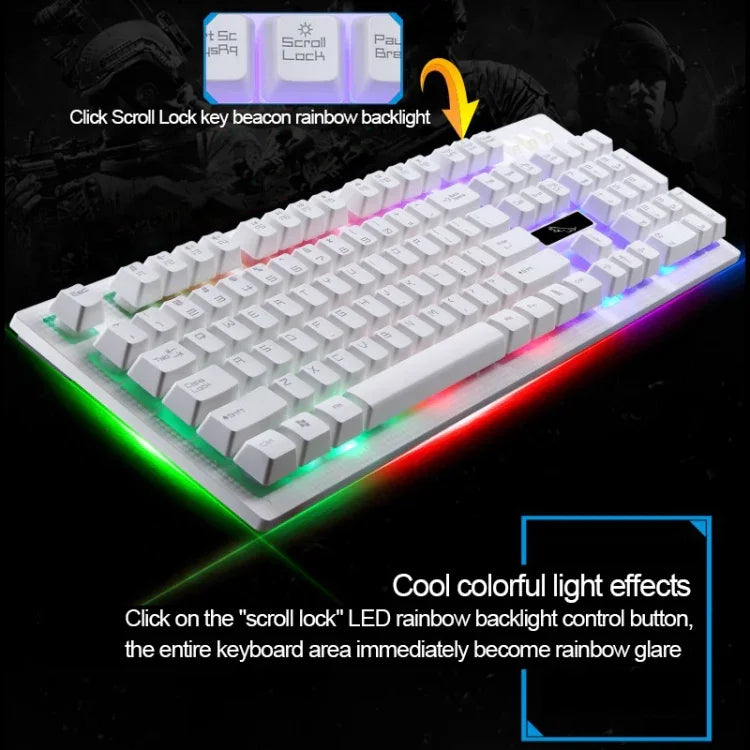 ZGB G20 104 Tasten USB-Kabelgebundene mechanische Tastatur mit Leuchtfunktion, Gaming-Tastatur