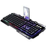 ZGB G700 104 Tasten USB-Kabelgebundene Gaming-Tastatur mit mechanischem Tippgefühl, leuchtender Metallabdeckung und Handyhalterung