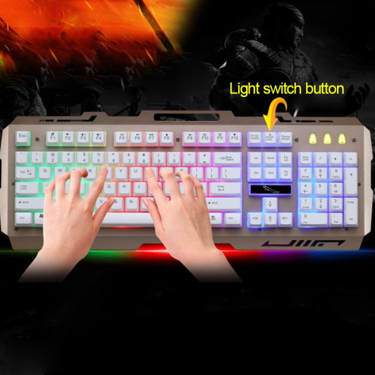 ZGB G700 104 Tasten USB-Kabelgebundene Gaming-Tastatur mit mechanischem Tippgefühl, leuchtender Metallabdeckung und Handyhalterung