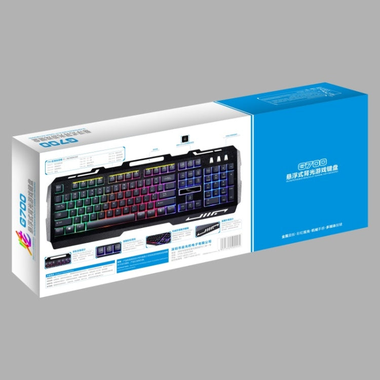 ZGB G700 104 Tasten USB-Kabelgebundene Gaming-Tastatur mit mechanischem Tippgefühl, leuchtender Metallabdeckung und Handyhalterung