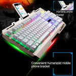 ZGB G700 104 Tasten USB-Kabelgebundene Gaming-Tastatur mit mechanischem Tippgefühl, leuchtender Metallabdeckung und Handyhalterung