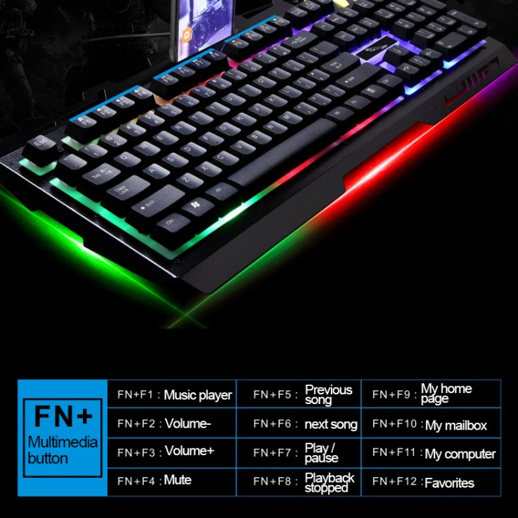 ZGB G700 104 Tasten USB-Kabelgebundene Gaming-Tastatur mit mechanischem Tippgefühl, leuchtender Metallabdeckung und Handyhalterung